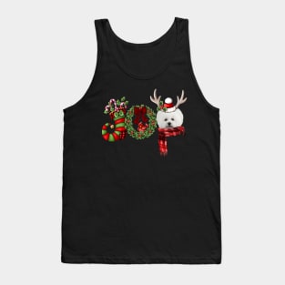 Christmas Joy Dwarf Stocking Reindeer Bichon Frise Tank Top